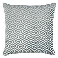 Ming Fret Velvet Pillow - MINERAL & WHITE