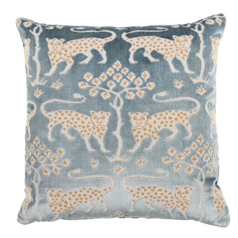 Woodland Leopard Velvet Pillow - MINERAL