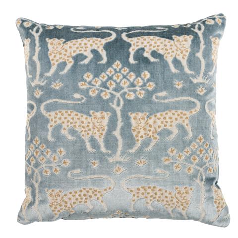 Woodland Leopard Velvet Pillow - Mineral Pillows & Accessories | Schumacher