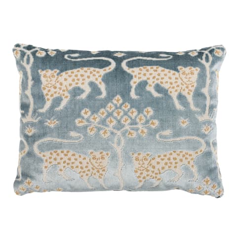 Woodland Leopard Velvet Pillow - MINERAL