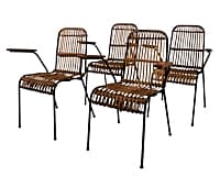 SET OF 4 RATTAN GARDEN CHAIRS - 