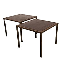 BRASS AND WOOD SIDE TABLES - 