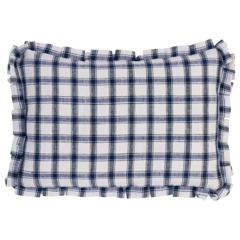 Crawford Check Pillow - INDIGO