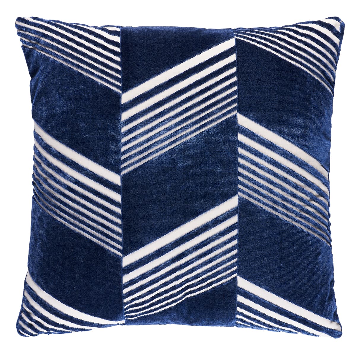 Jessie Cut Velvet Pillow - NAVY ON WHITE