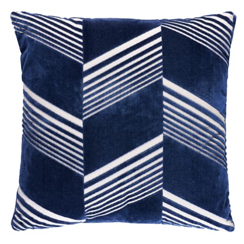 Jessie Cut Velvet Pillow - NAVY ON WHITE
