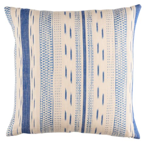 Mirza Ikat Stripe Pillow - BLUE ON NATURAL