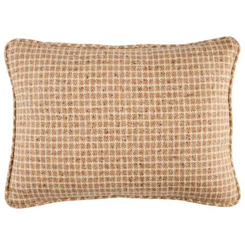 Hudson Wool Check Pillow - CAMEL