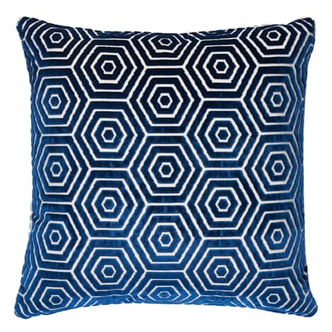 Bees Knees Cut Velvet Pillow - BLUE