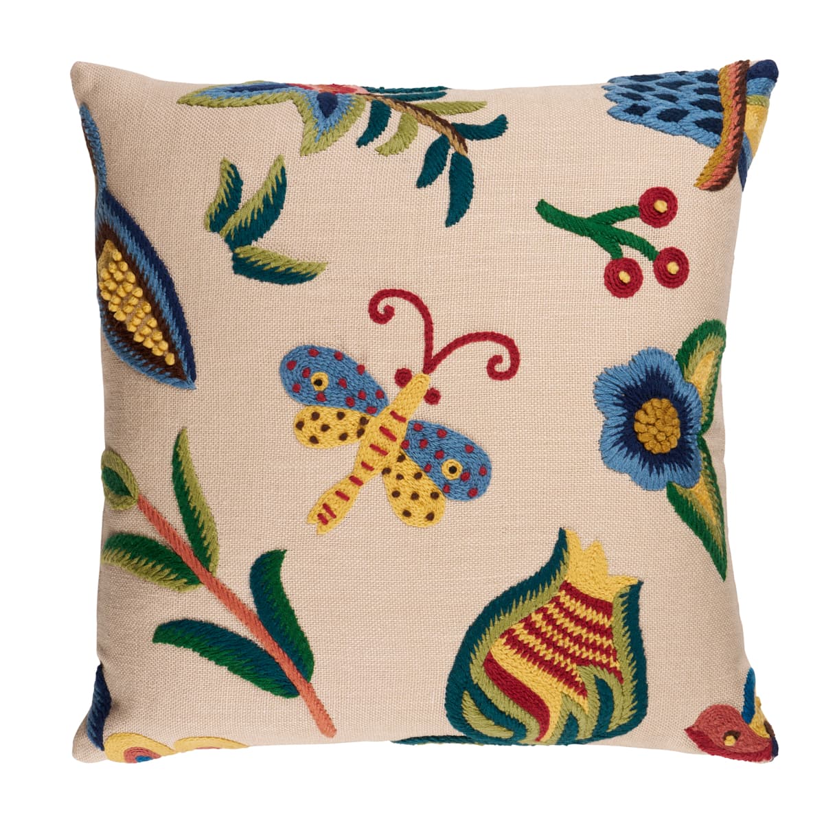 Spotswood Crewel Pillow B - PARADISE