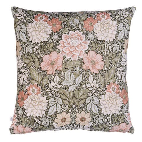 Dahlia Garden Pillow - GREEN & PINK