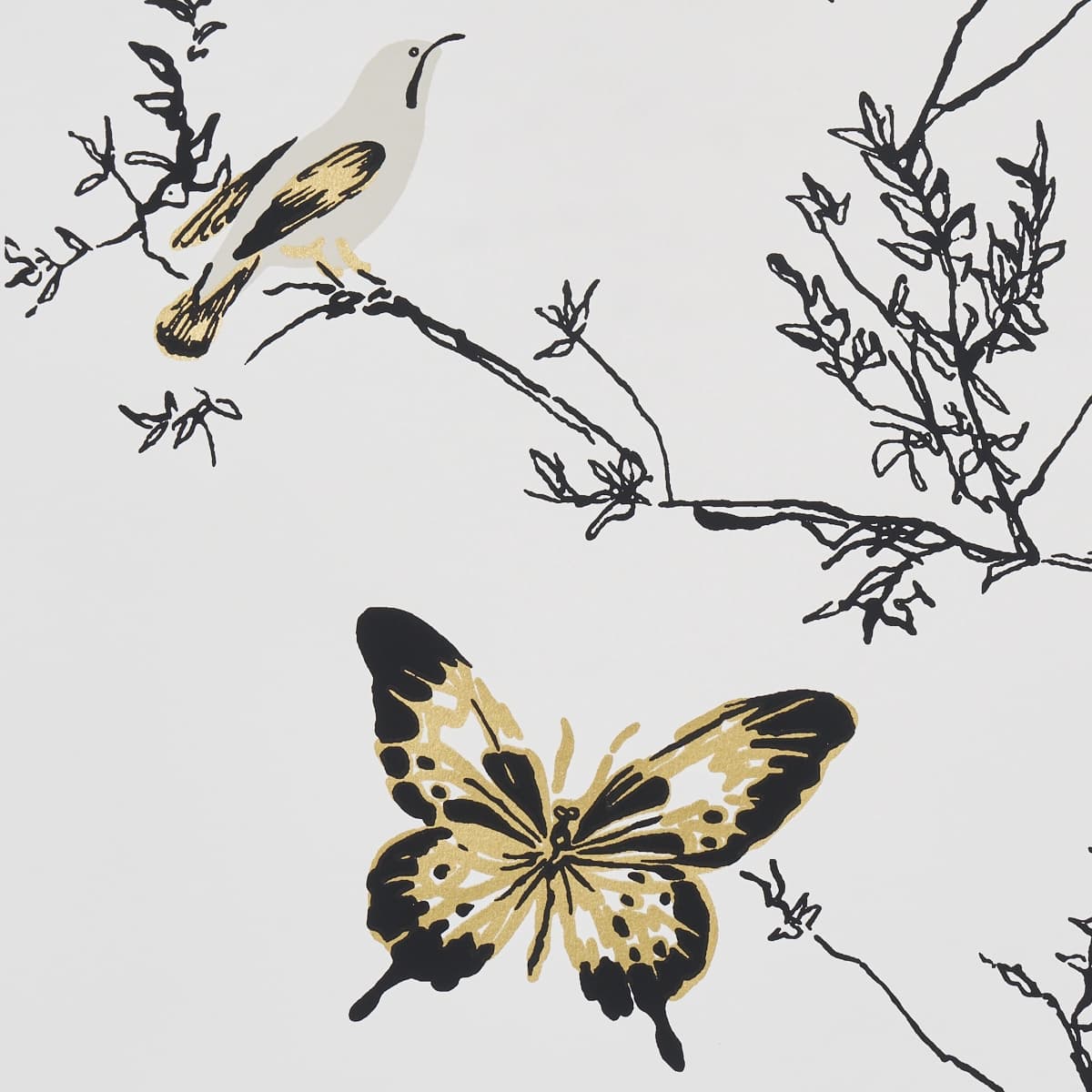Birds & Butterflies_ BLACK & GOLD