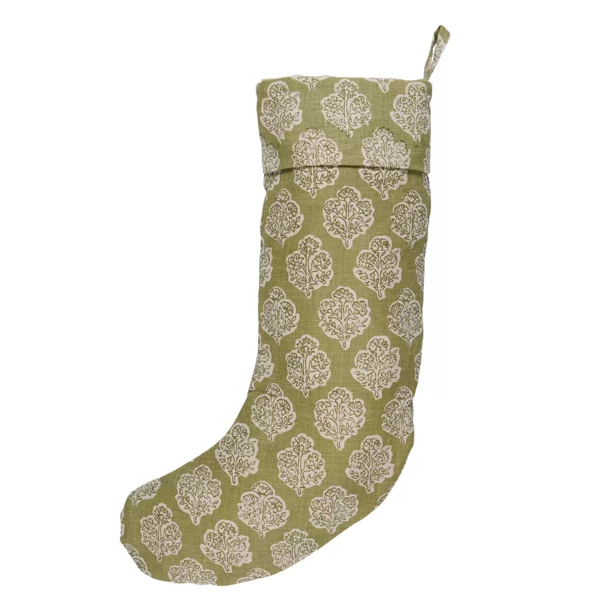 Manali Hand Print Stocking_ GREEN