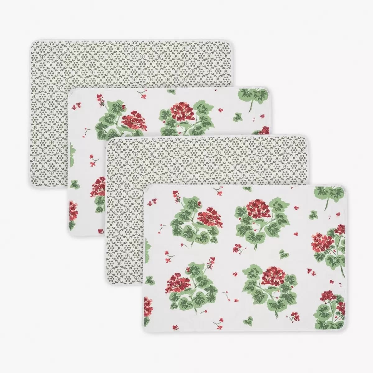 Geranium/Laksha Placemat, Set of 4_ SCARLET/MOSS