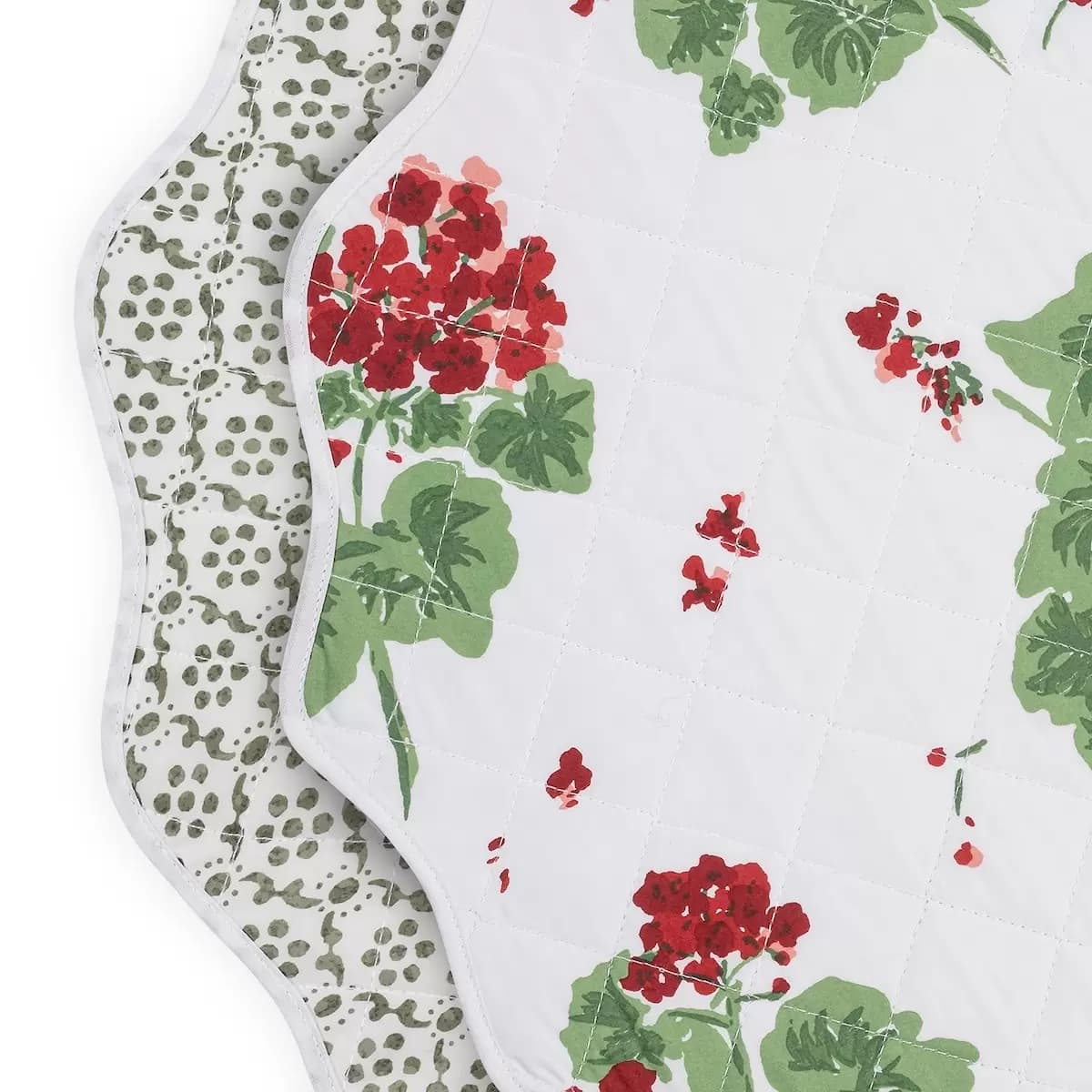 Geranium/Laksha Placemat, Set of 4_ SCARLET/MOSS