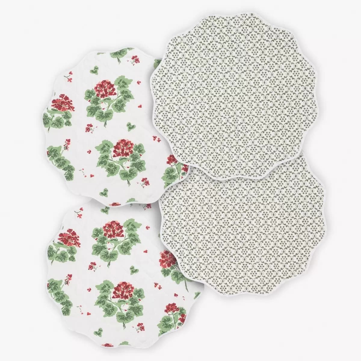 Geranium/Laksha Placemat, Set of 4_ SCARLET/MOSS