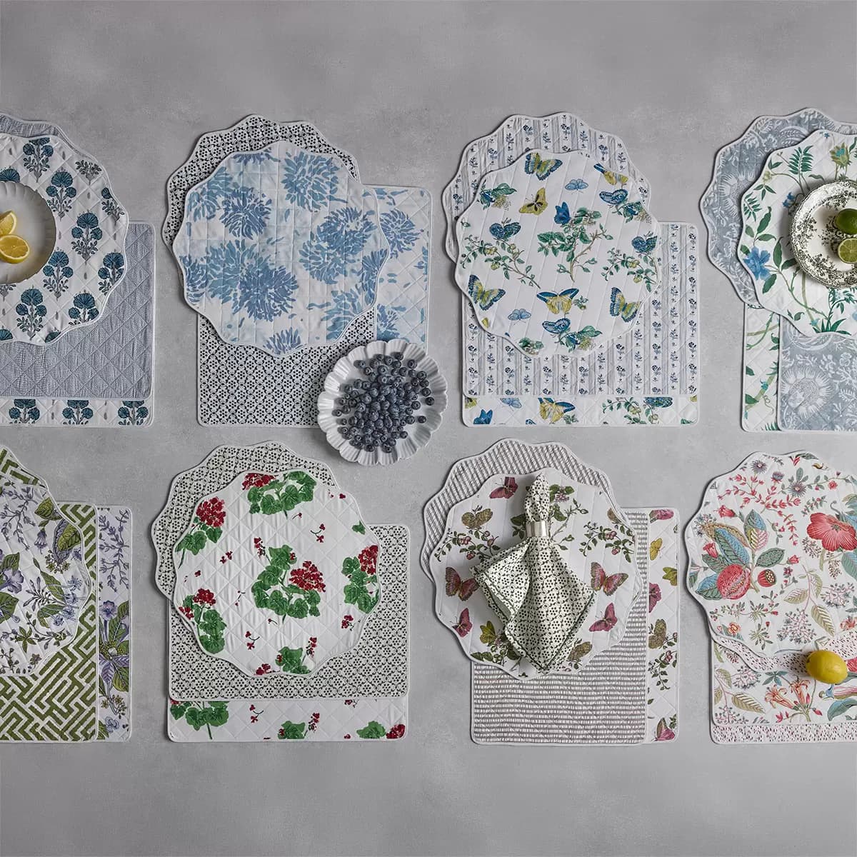 Palmyra/Granada Placemat, Set of 4_ EMERALD/HAZY BLUE
