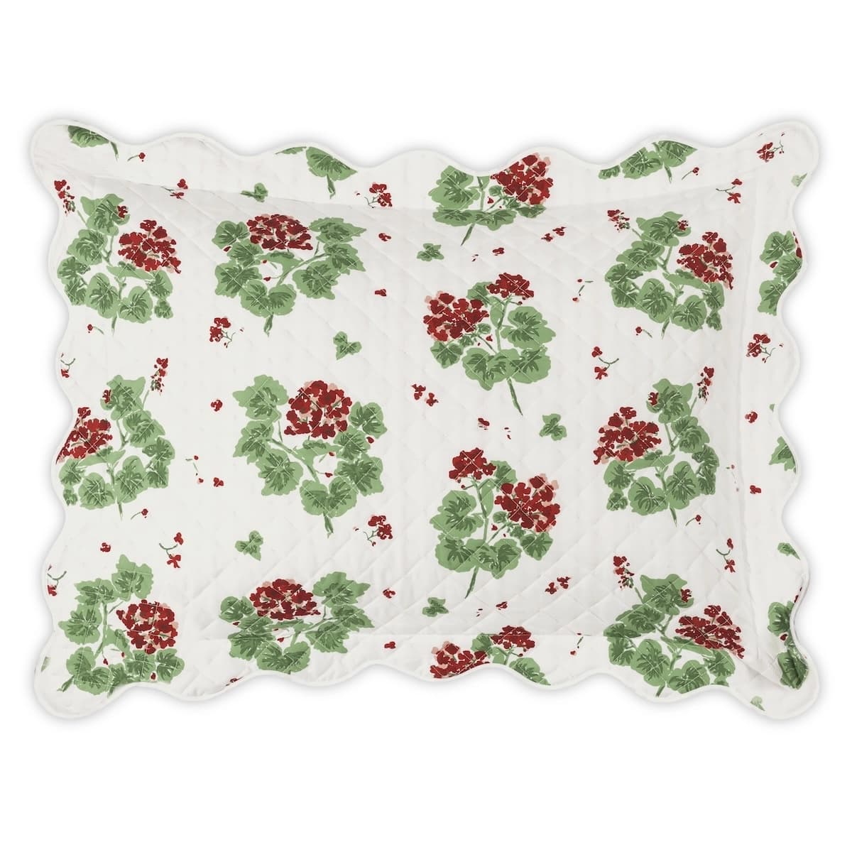 Geranium Quilted Sham_ SCARLET