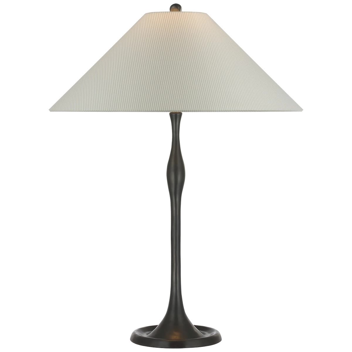 Romero Table Lamp, Bronze_ CHAREE SILK STRIPE, LIGHT BLUE