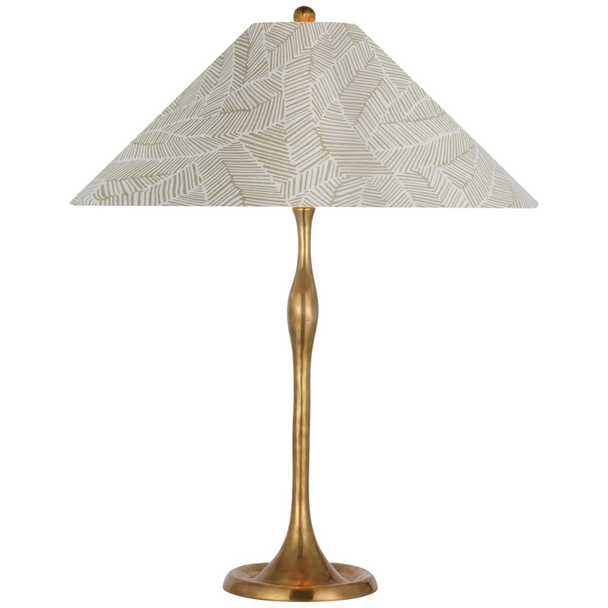 Romero Table Lamp, Antique Brass_ ABSTRACT LEAF IN TAUPE