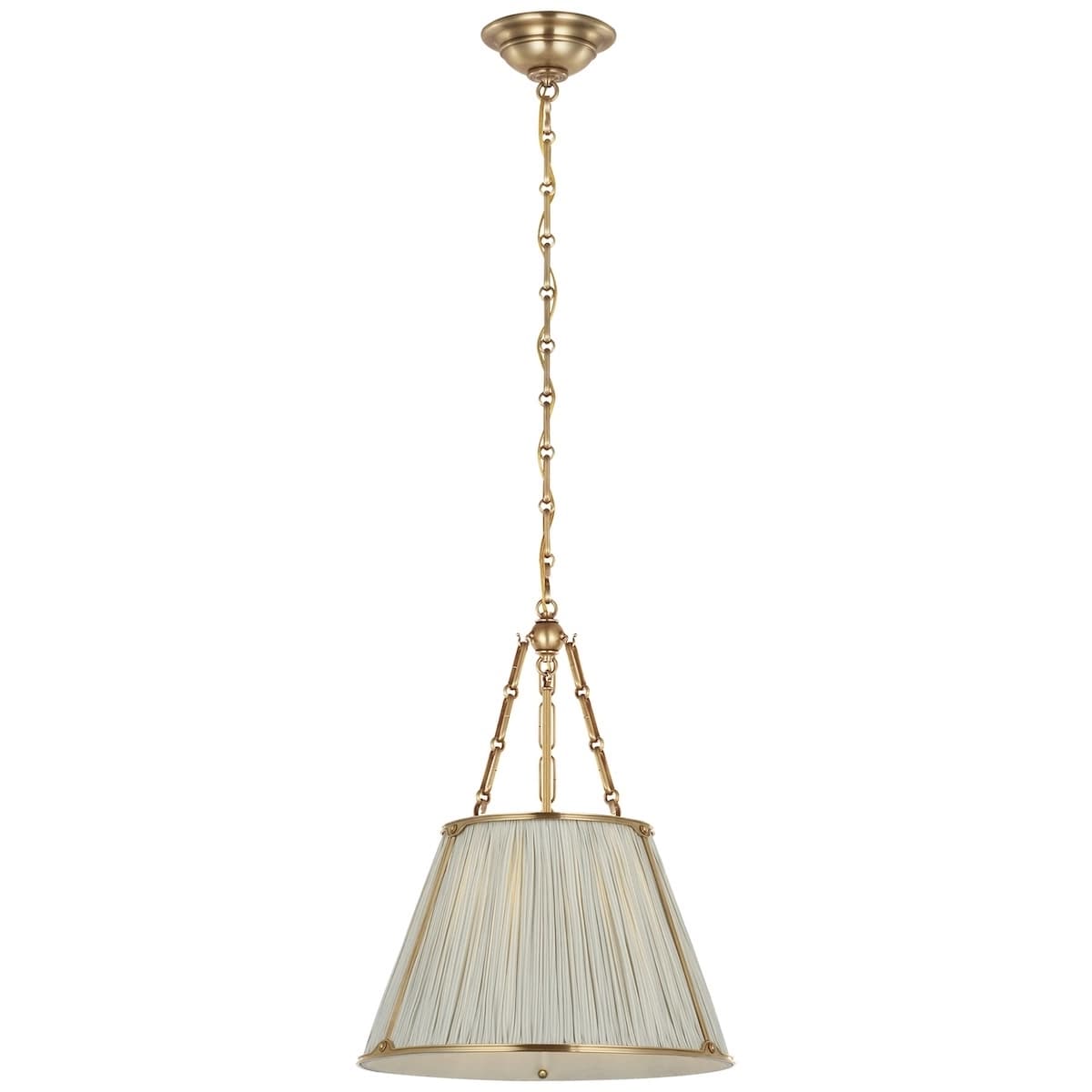 Allister Hanging Shade, Brass_ CHAREE SILK STRIPE, LIGHT BLUE