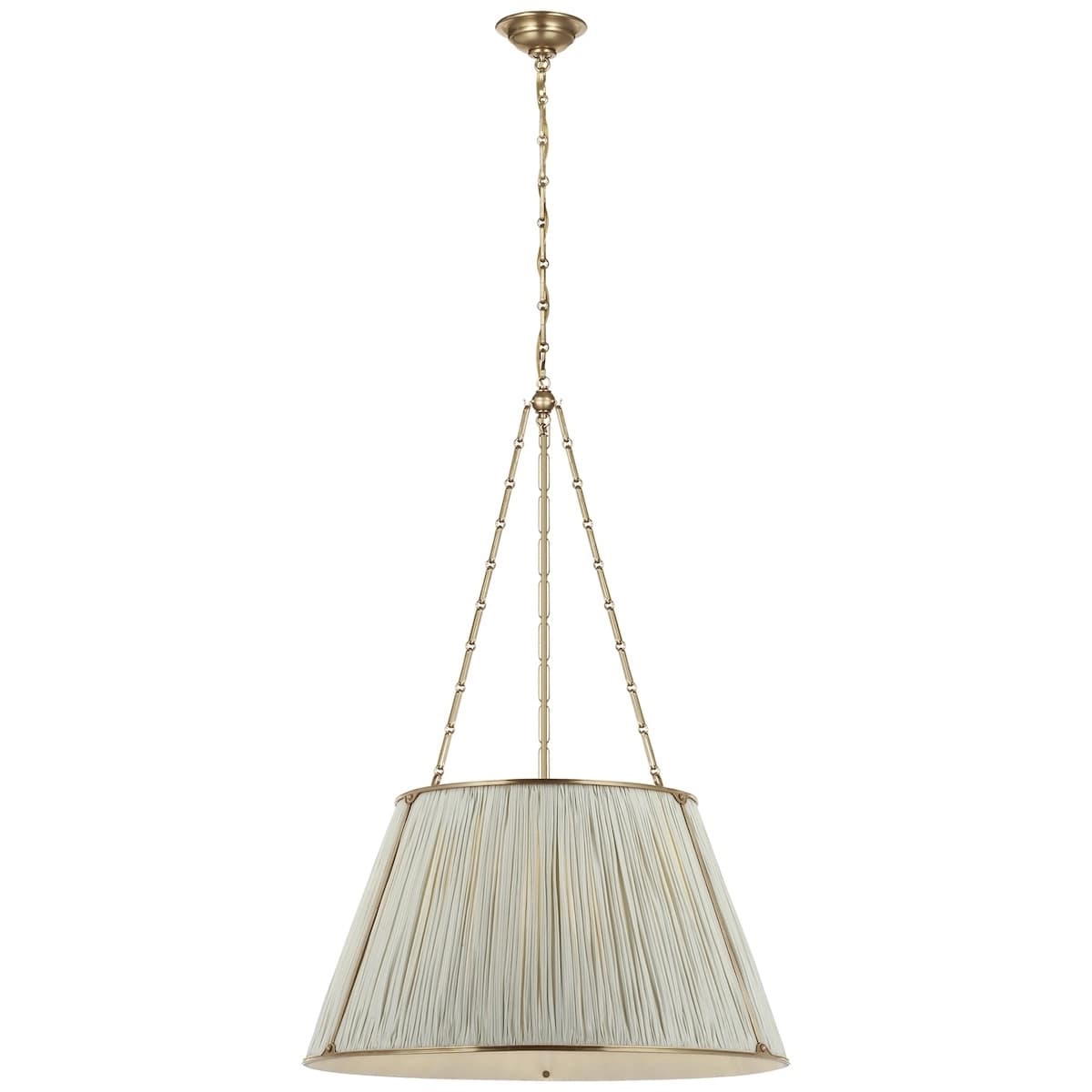 Allister Hanging Shade, Brass_ CHAREE SILK STRIPE, LIGHT BLUE