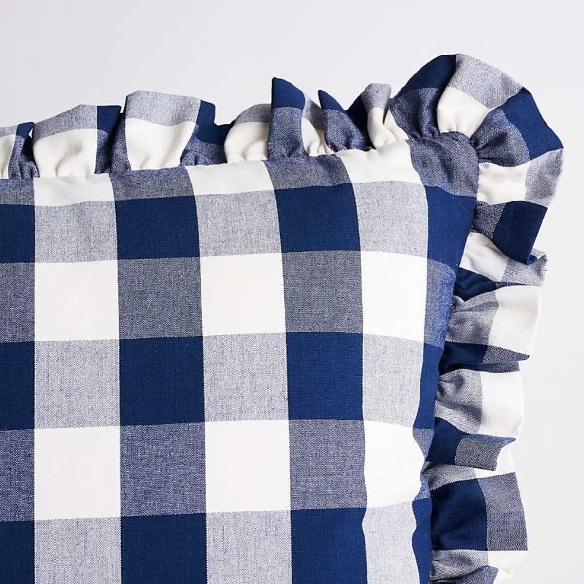 Camden Cotton Check Pillow_ NAVY