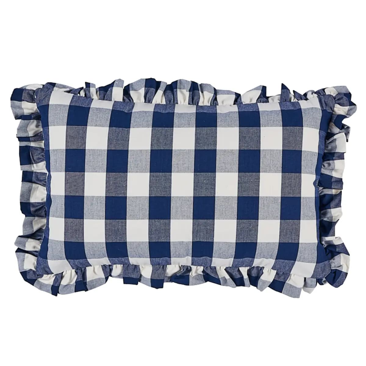 Camden Cotton Check Pillow_ NAVY