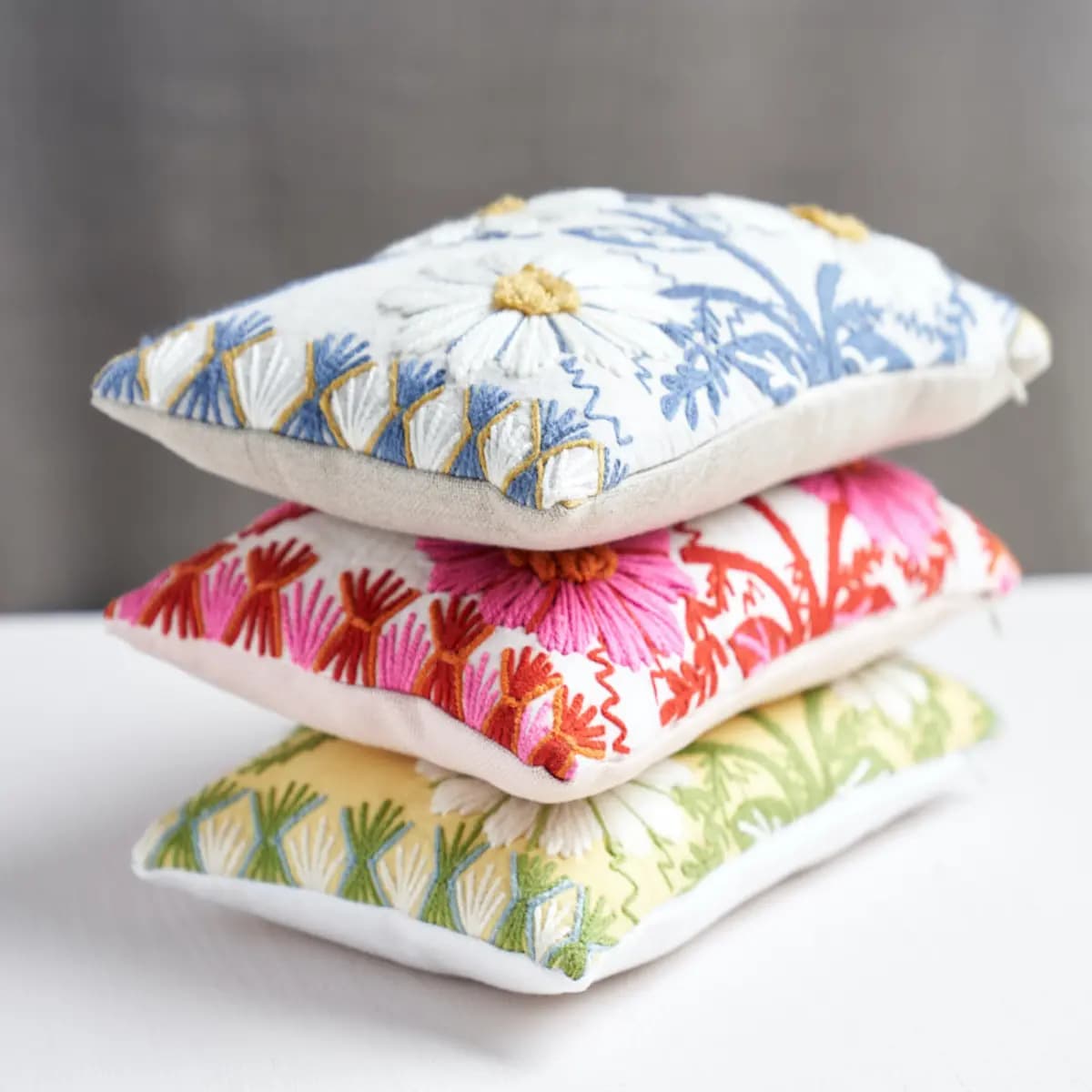 Marguerite Embroidery Pillow A_ BUTTERCUP