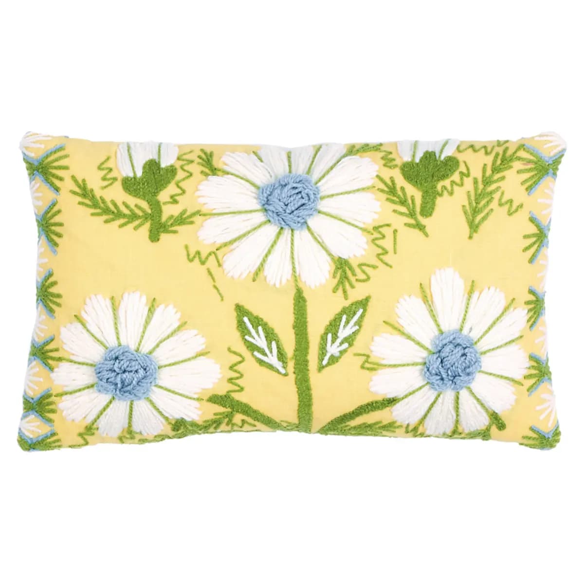 Marguerite Embroidery Pillow A_ BUTTERCUP