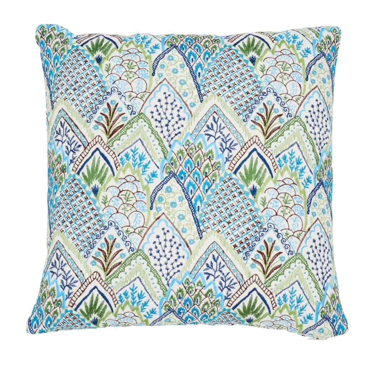 Albizia Embroidery Pillow_ BLUE & GREEN