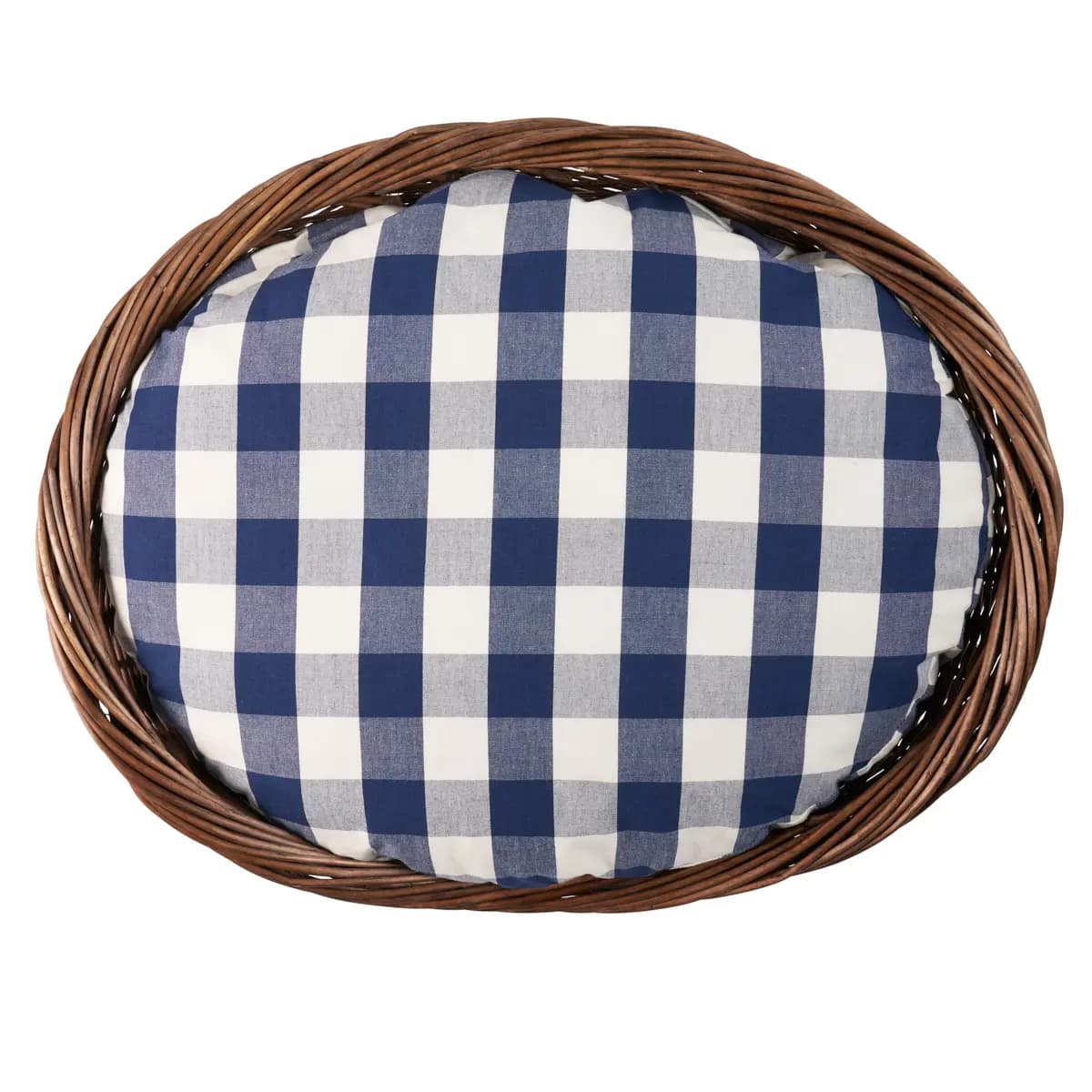 Camden Cotton Check Dog Bed_ NAVY