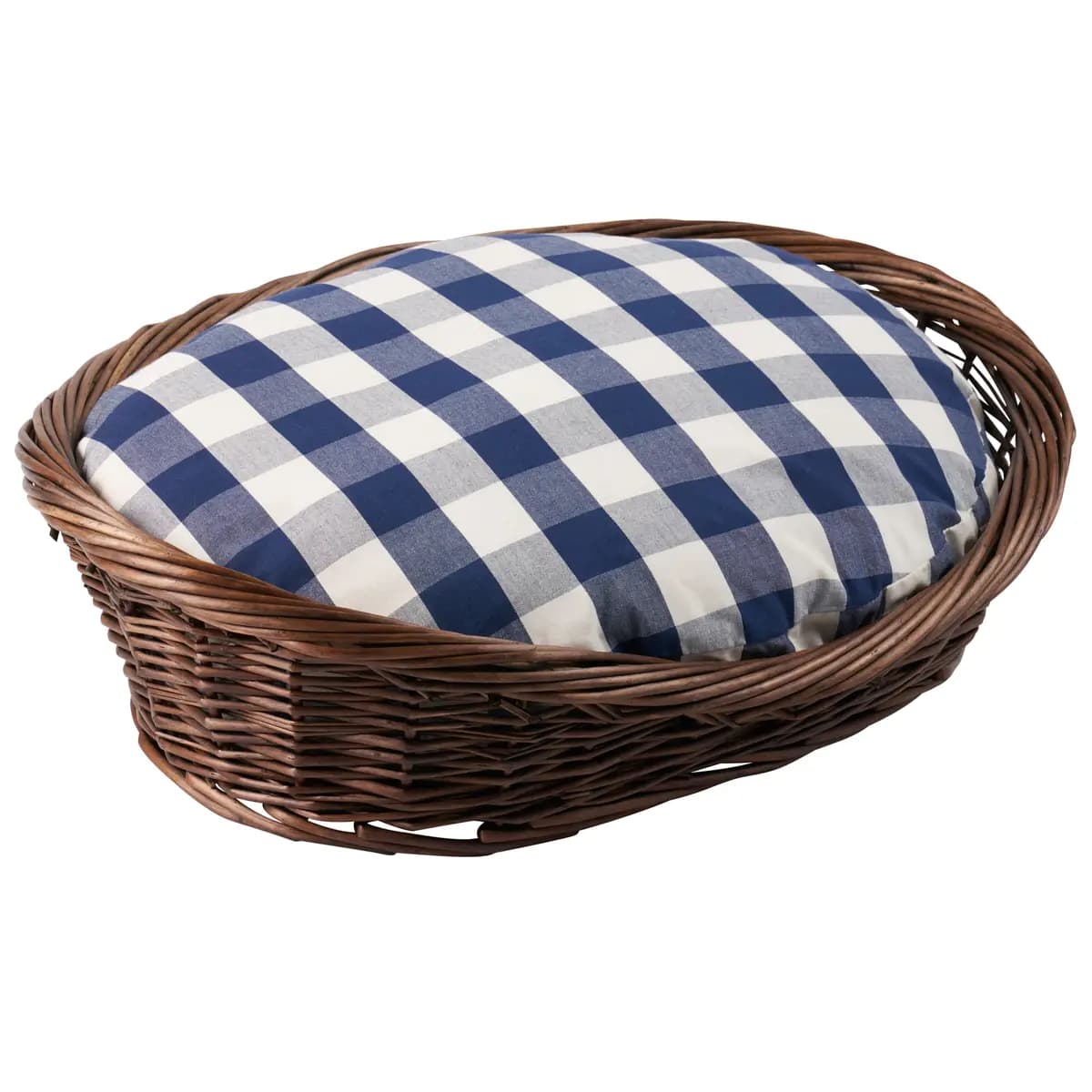 Camden Cotton Check Dog Bed_ NAVY