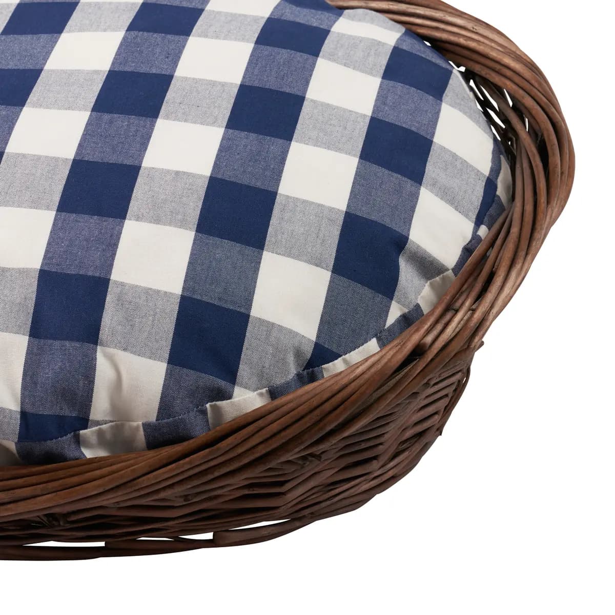 Camden Cotton Check Dog Bed_ NAVY