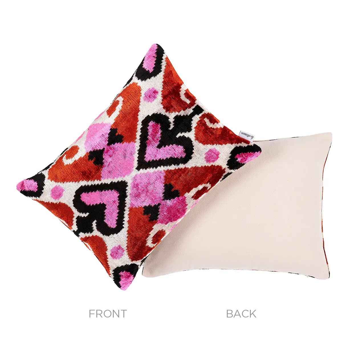Adana Silk Velvet Pillow_ PINK & ORANGE