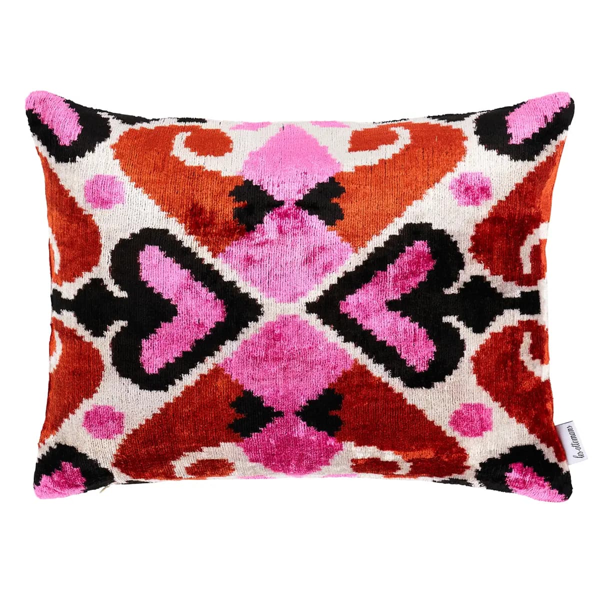 Adana Silk Velvet Pillow_ PINK & ORANGE
