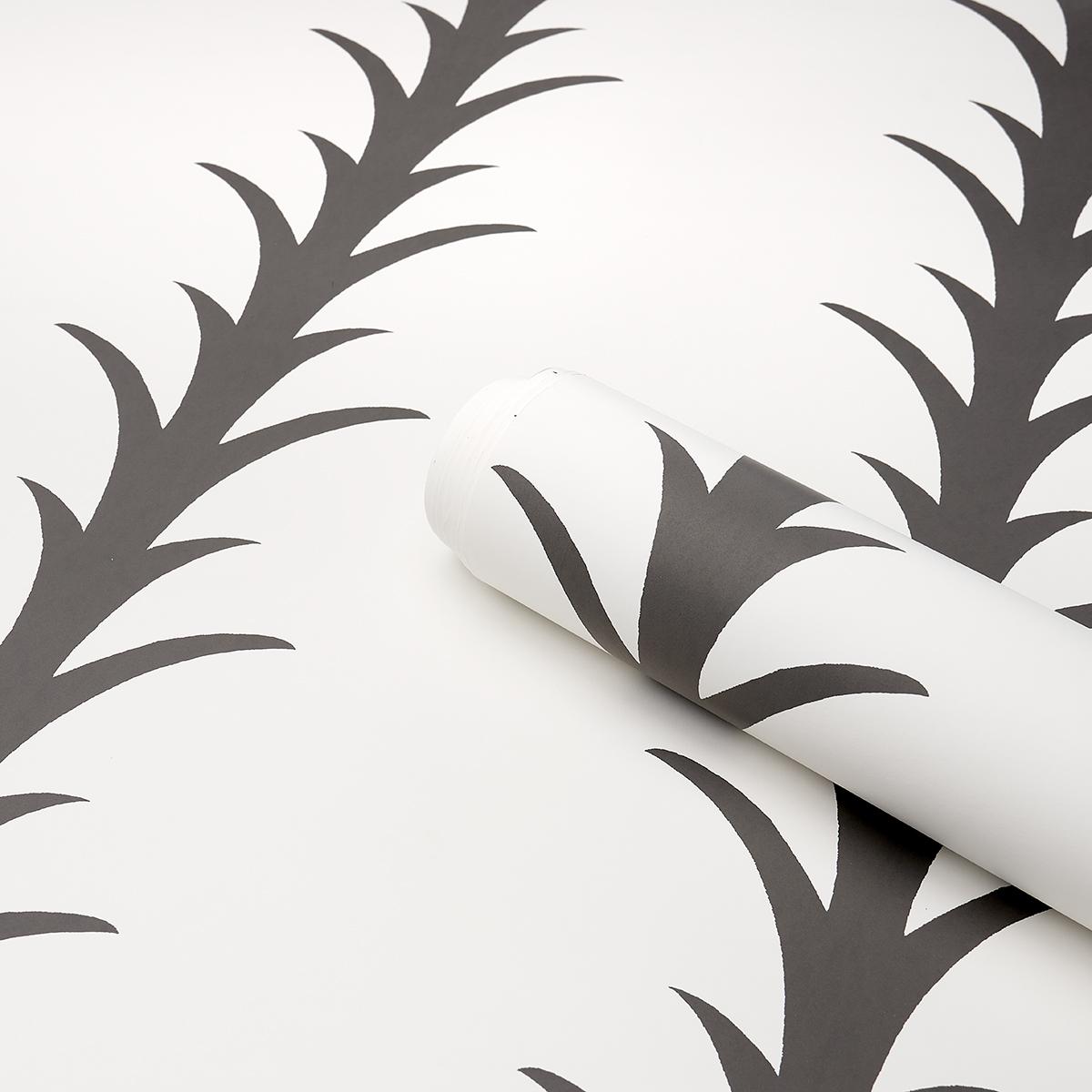 ACANTHUS STRIPE_CARBON ON IVORY