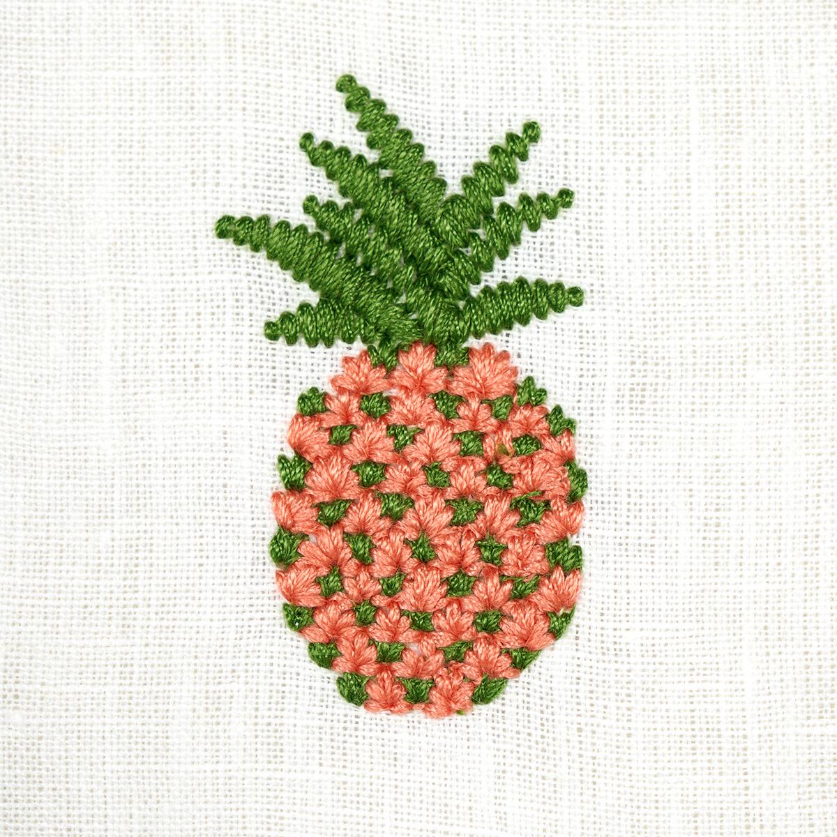 PINEAPPLE EMBROIDERY_APRICOT ON IVORY