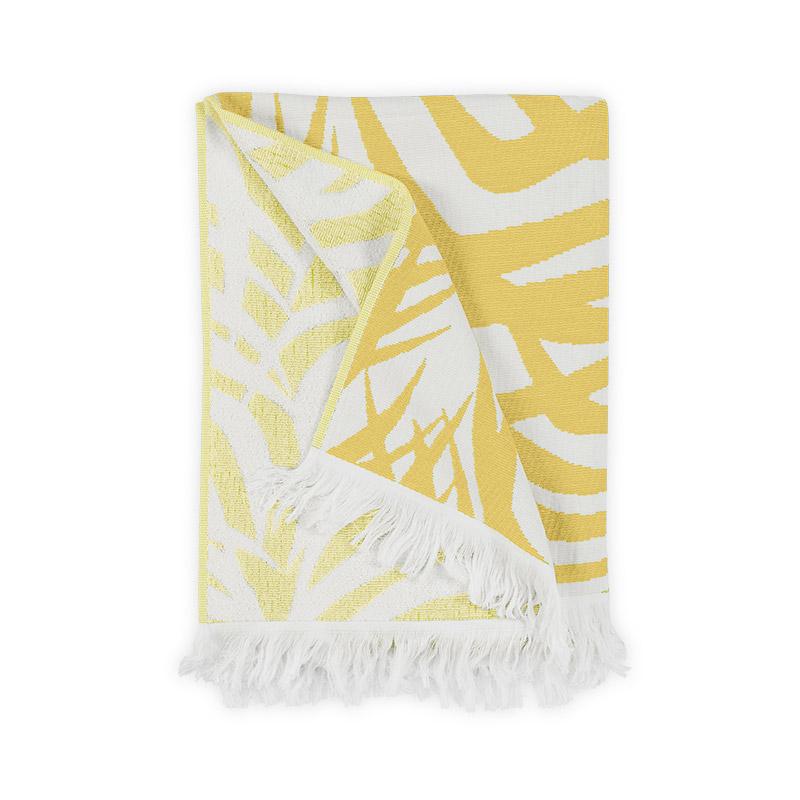 Zebra Palm Beach Towel_CANARY