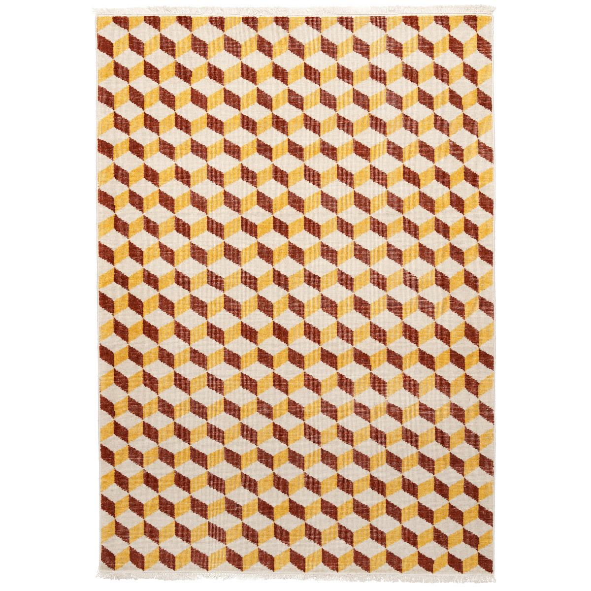 POMPEII HAND-KNOTTED RUG_YELLOW & RED