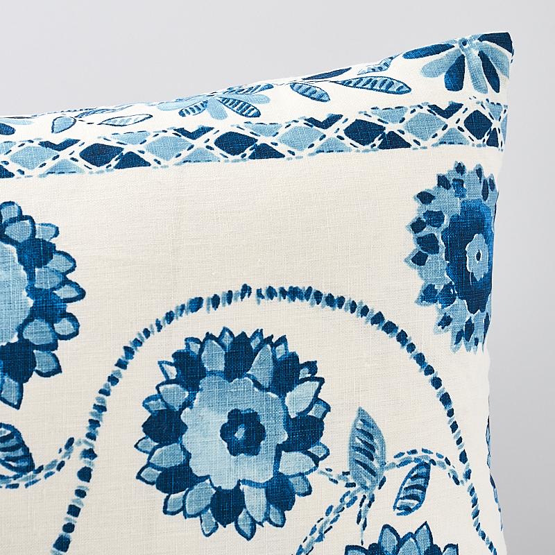 Zinnia Handmade Print Pillow_BLUE