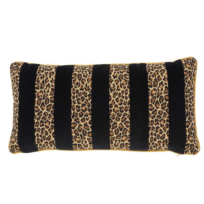 Guepard Stripe Velvet Pillow_BLACK