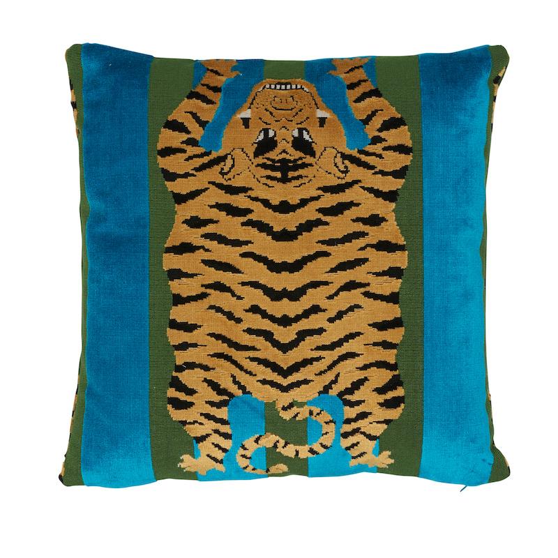 Jokhang Tiger Velvet Pillow_PEACOCK & OLIVE