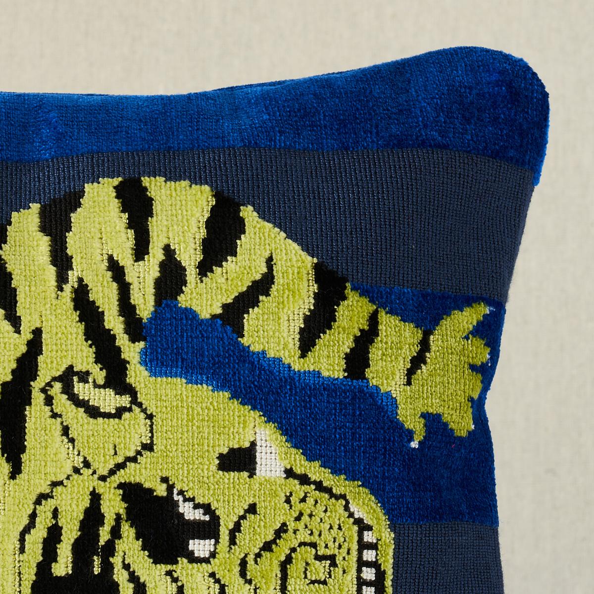 Jokhang Tiger Velvet Pillow_BLUE