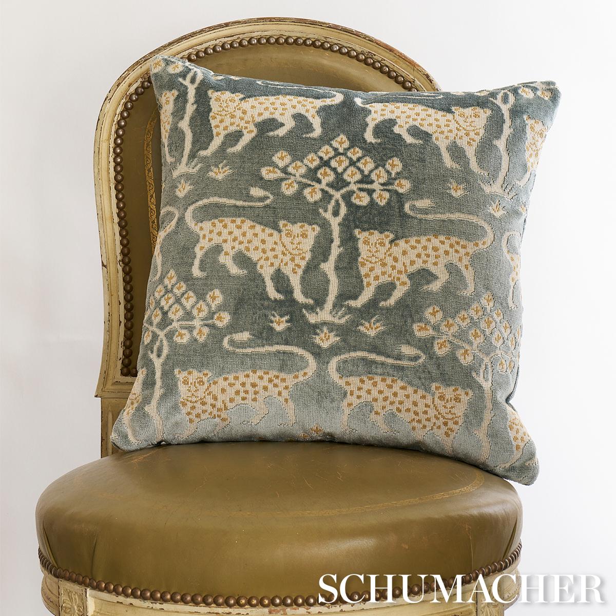 Woodland Leopard Velvet Pillow_MINERAL