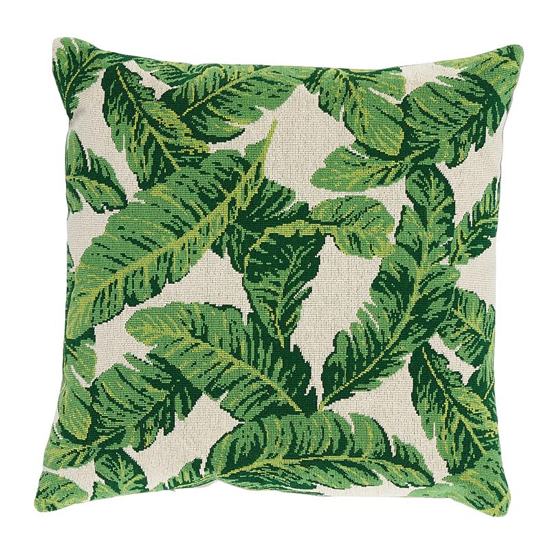 Tropi Leaf Pillow_GREEN & IVORY