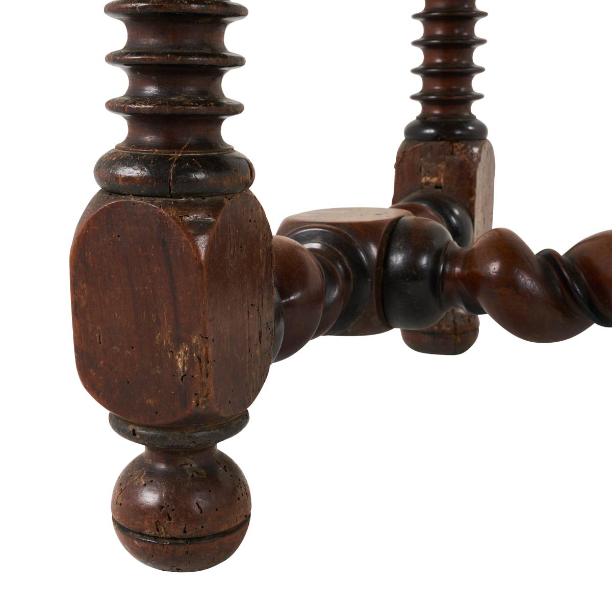 Portuguese Table, Turned Wood Legs_ANTIQUE WALNUT