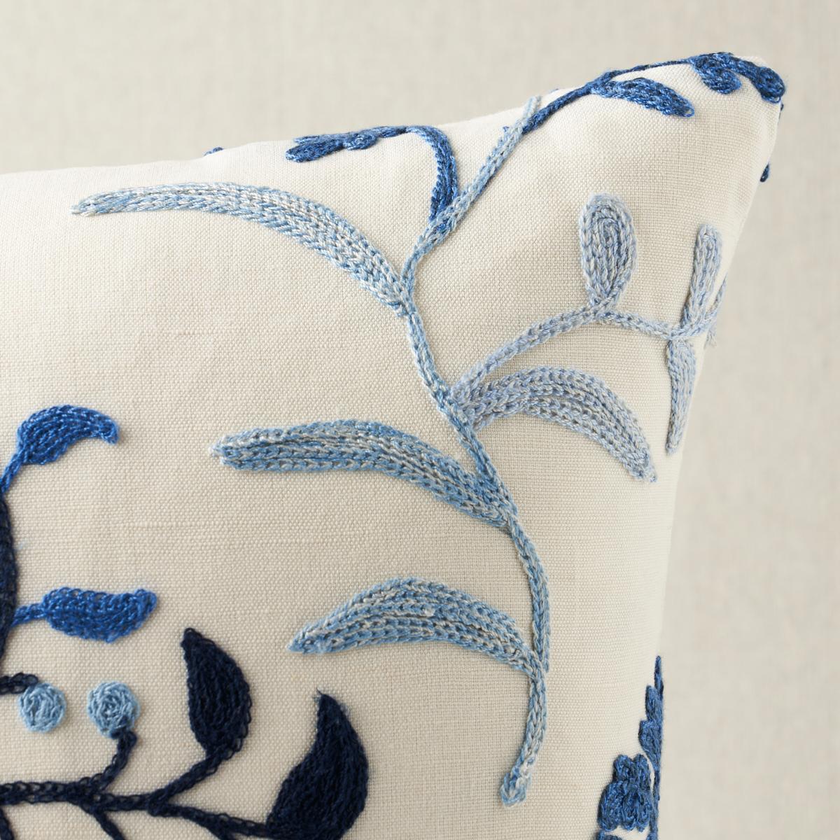Raleigh Crewel Embroidery Pillow B_CORNFLOWER