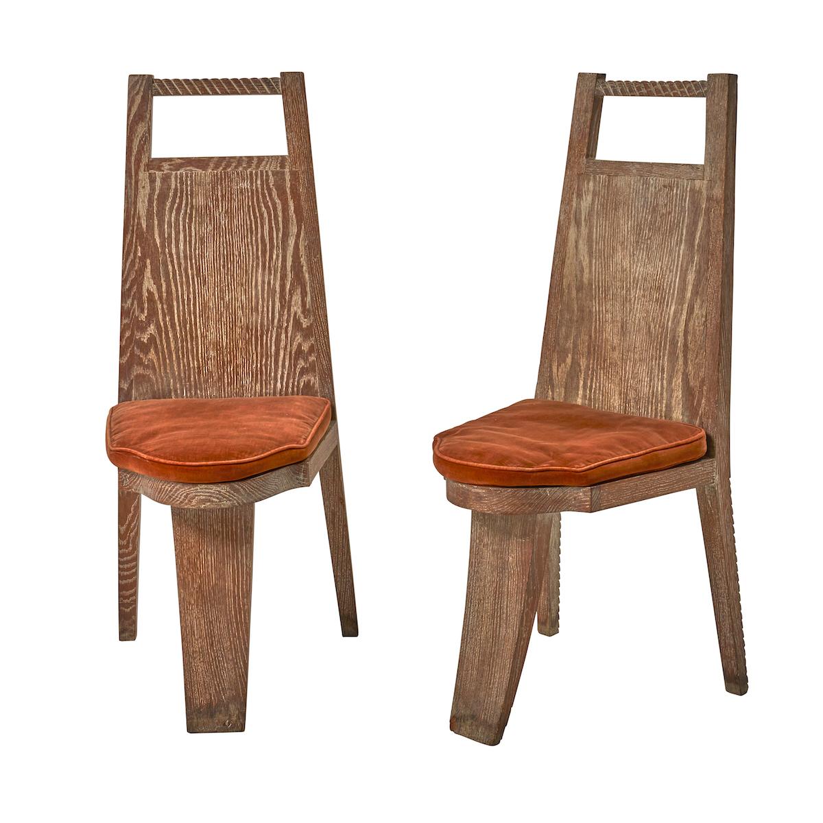 Pair of Cerused Oak Chairs, 1940s_null