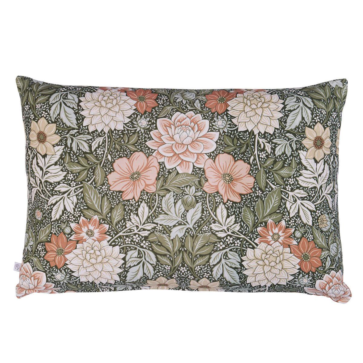 Dahlia Garden Pillow_GREEN & PINK