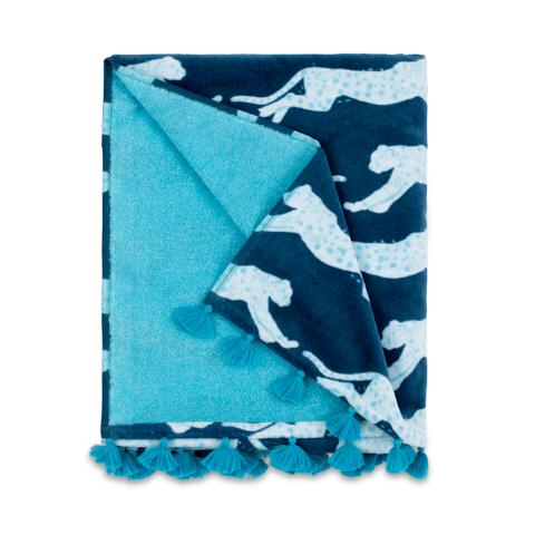 Leaping Leopard Beach Towel_NAVY